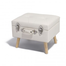 Tabouret Malory blanc avec coffre intégré