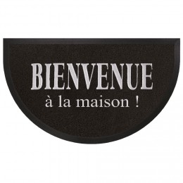 Tapis entrée demi lune bienvenue noir gris