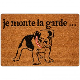 Paillasson rectangulaire marron Toutou imprimé