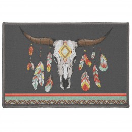 Tapis rectangulaire Indian Folk motif crâne de bison